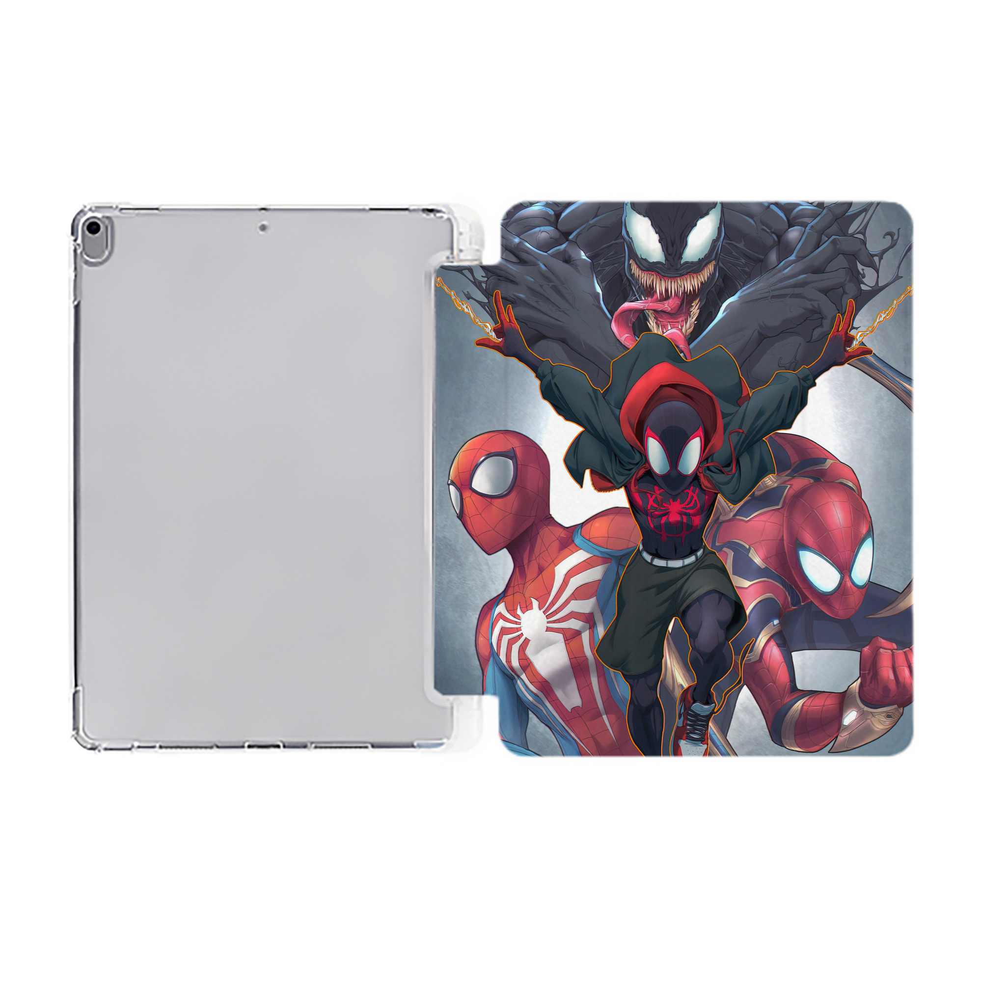 （画像用） Spider Man スパイダーマン IPad ケース ペン収納付き 三つ折りスタンド PUレザー×シリコン 対応機種9.5/10.5/10.9インチ